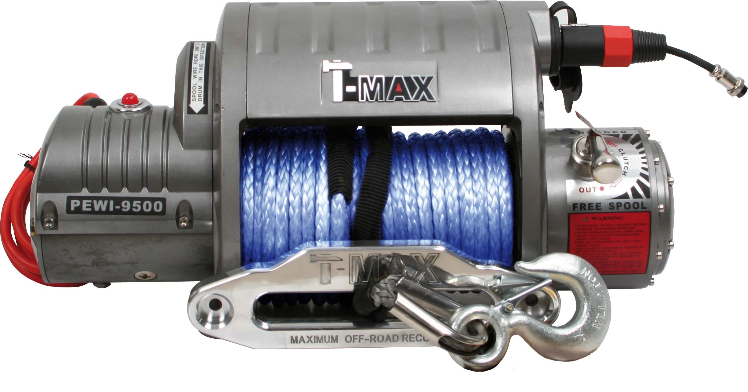 Treuil T-MAX EWI-9500S 4300kg 12v EWI Series Avec Câble Synthétique