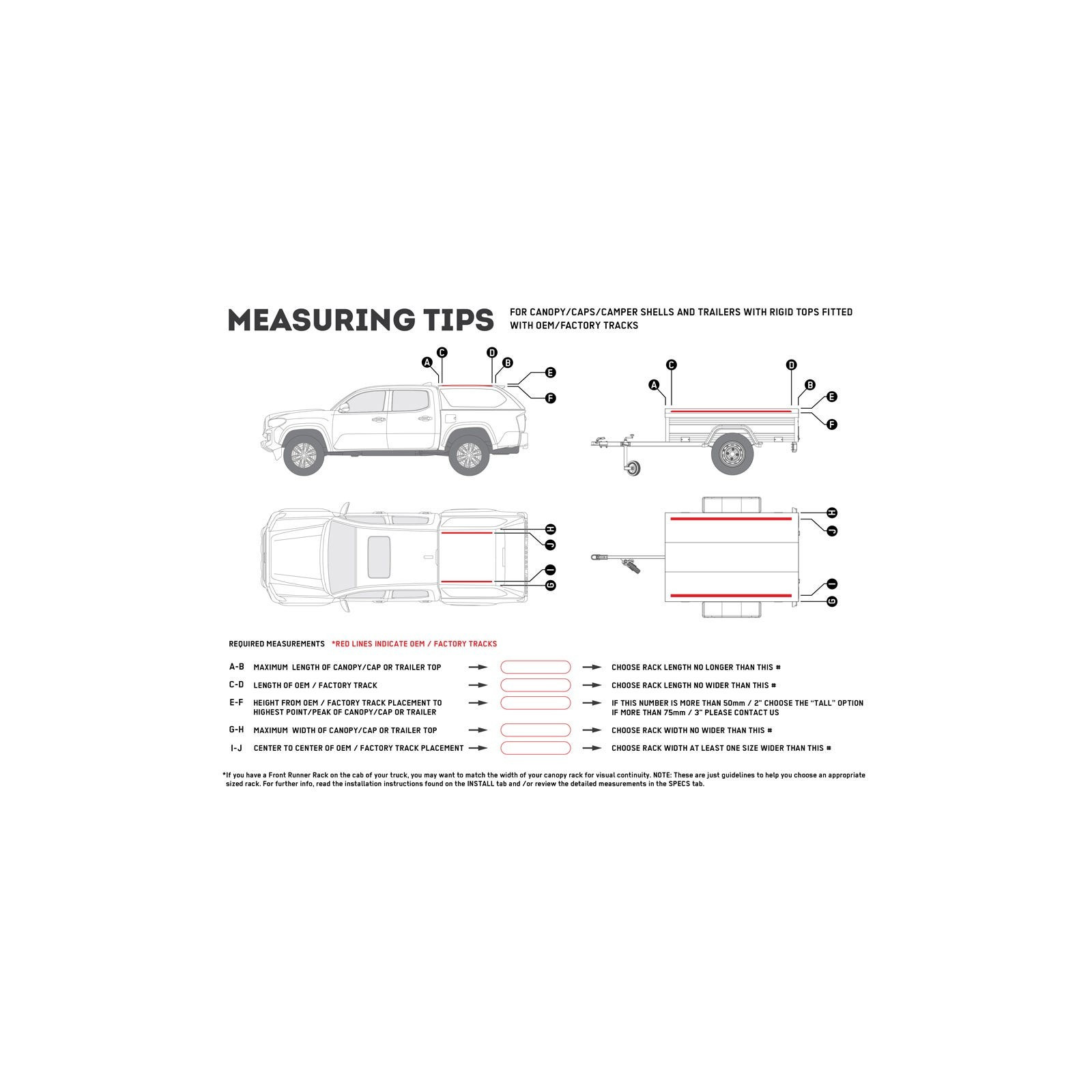 Galerie FRONT RUNNER Slimline II pour remorque ou hard top de pick-up / 1165mm(W) X 1156mm(L) 