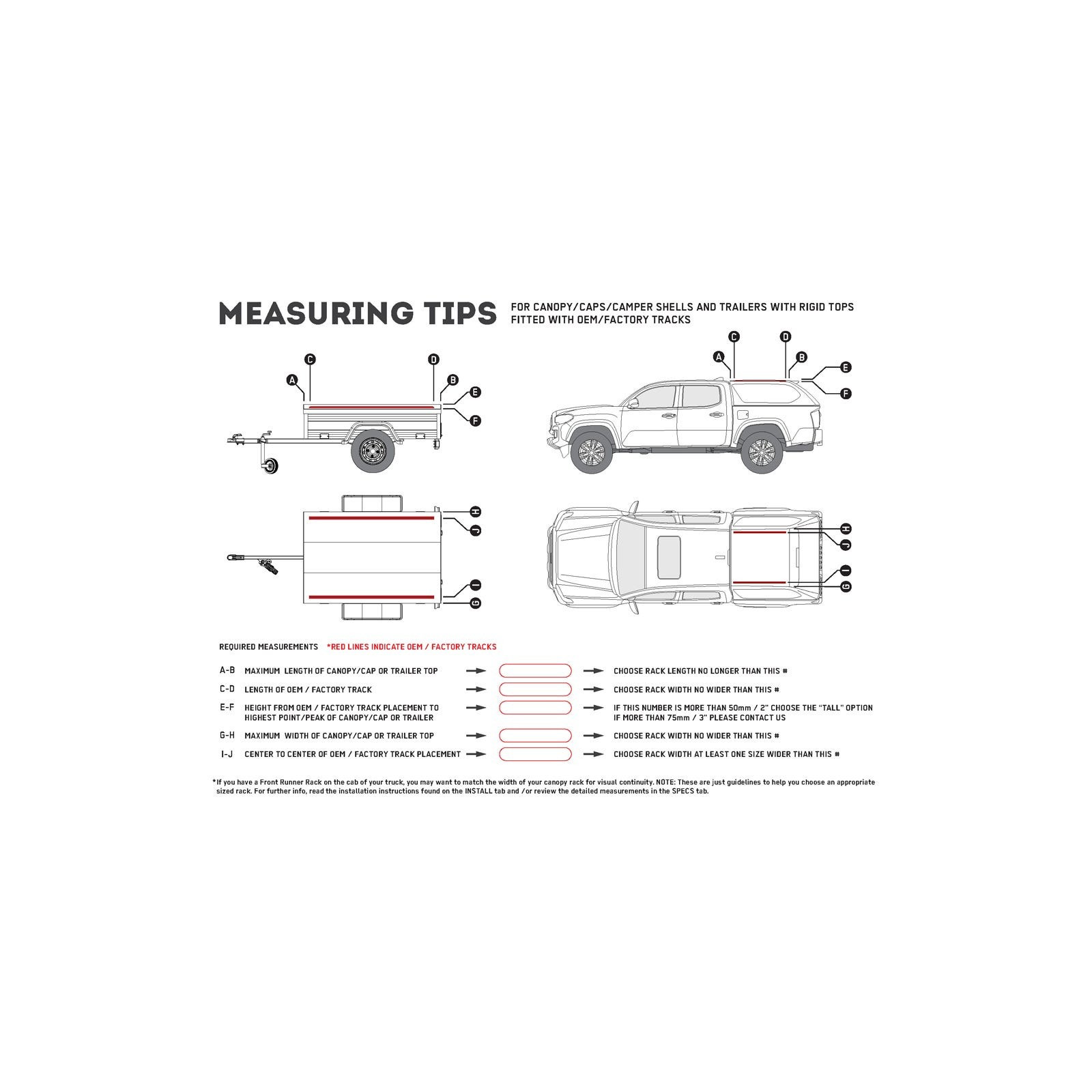 Galerie FRONT RUNNER Slimline II pour remorque ou hard top de pick-up / Pieds hauts / 1345mm(W) X 1560mm(L) 