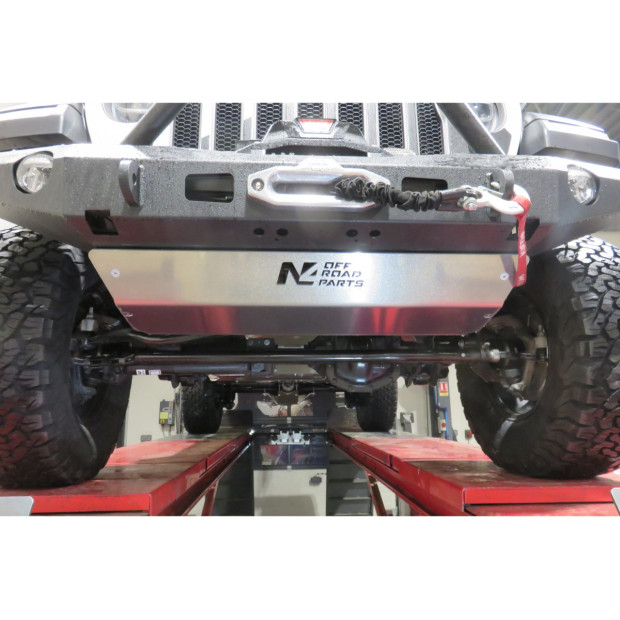 Ski de protection avant en aluminium de 8mm pour Jeep Wrangler JL et Gladiator avec pare chocs Warn N4-OFFROAD 