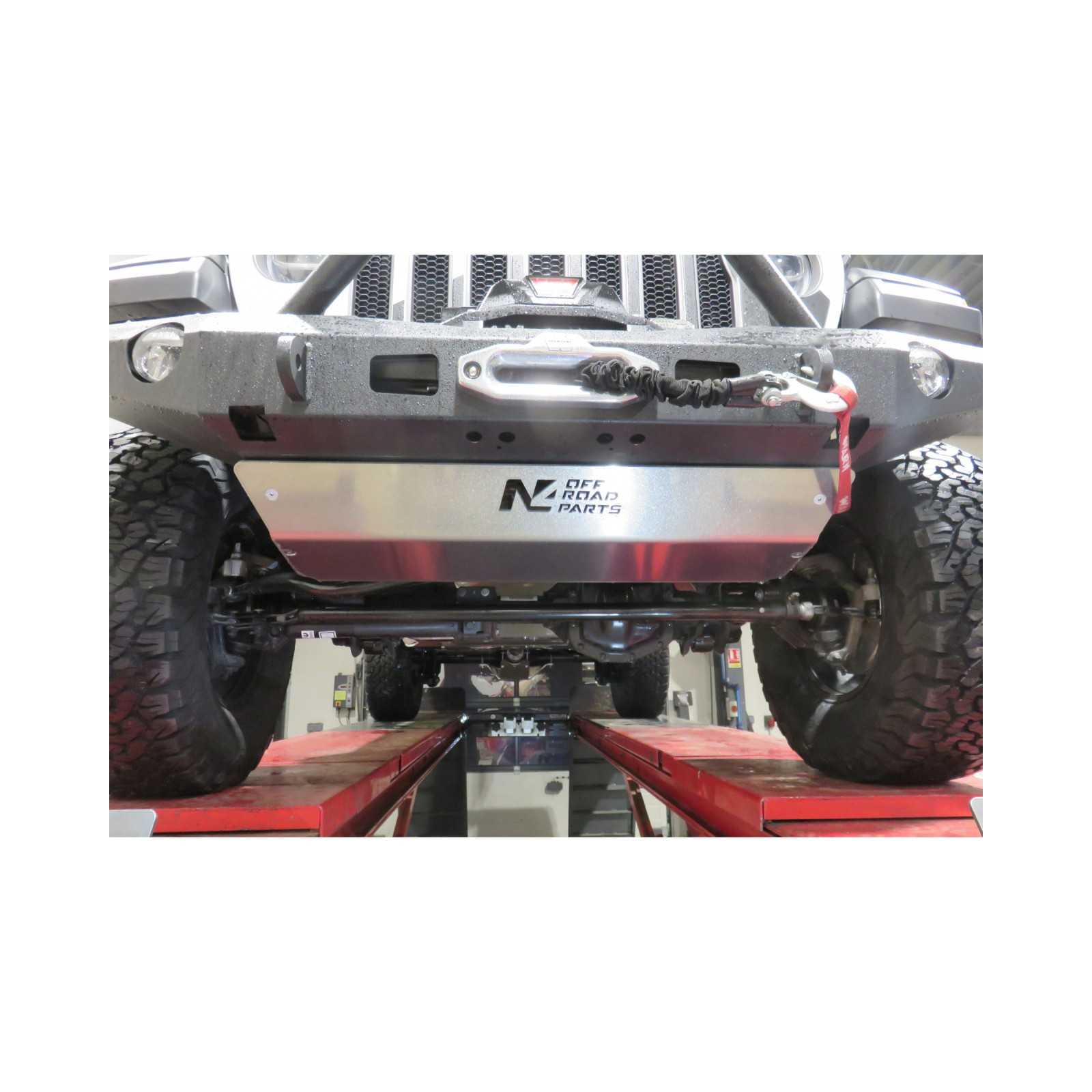 Ski de protection avant en aluminium de 8mm pour Jeep Wrangler JL et Gladiator avec pare chocs Warn N4-OFFROAD 