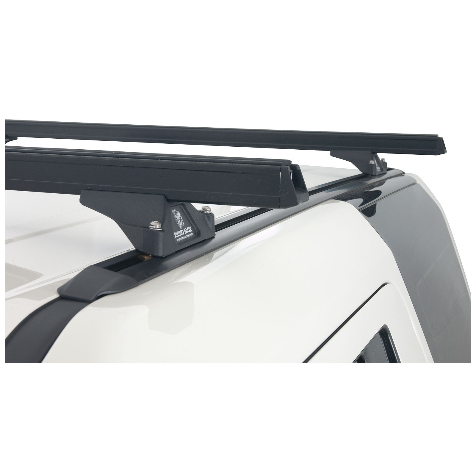 Kit 2 barres de toit noires RHINO-RACK Heavy Duty RLTP Trackmount • JA0660 