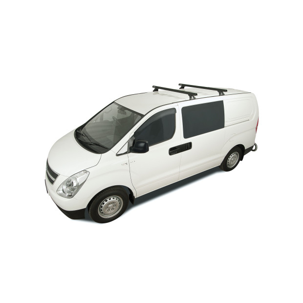 Kit 2 barres de toit noires RHINO-RACK Heavy Duty RLTF Trackmount • JA0815 