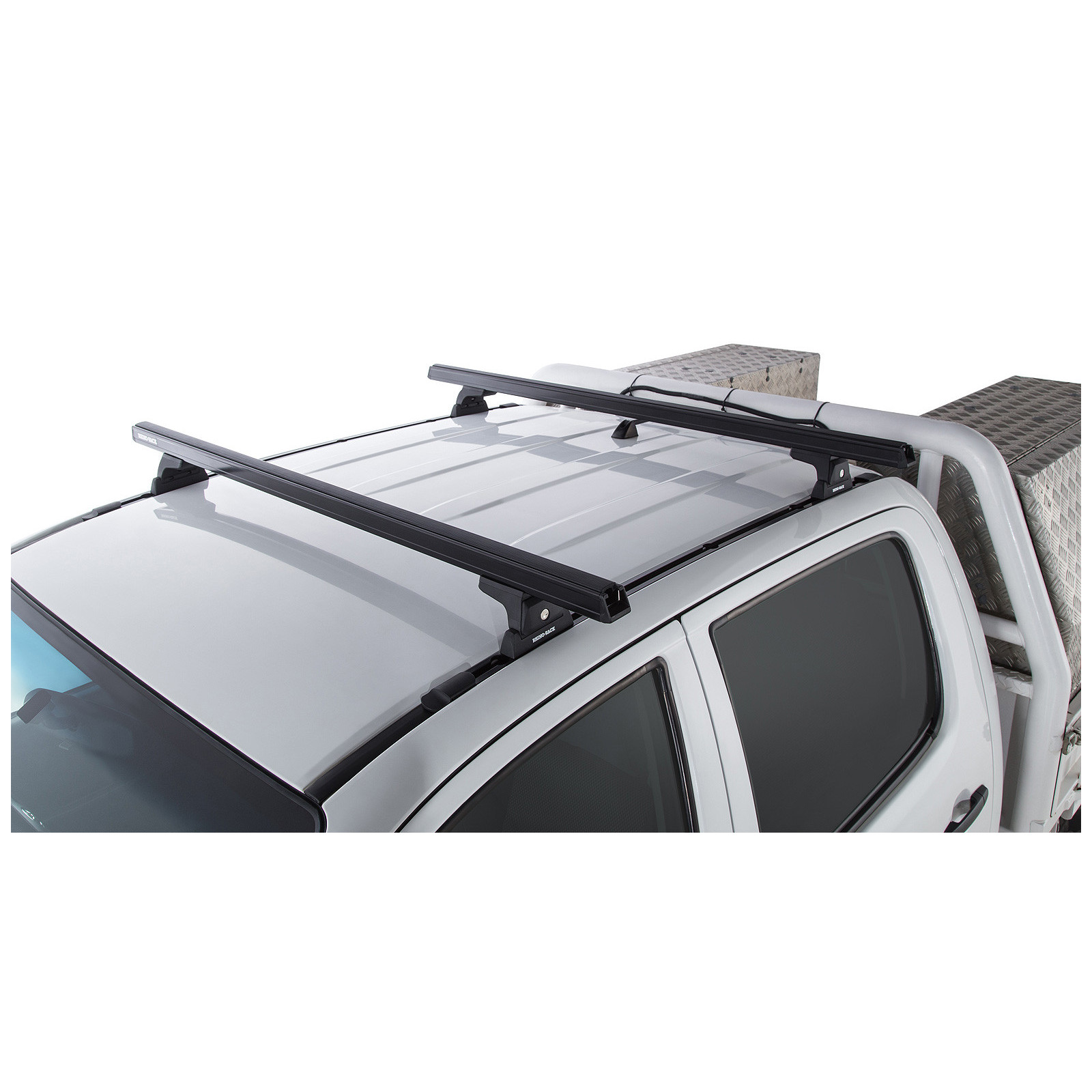 Kit 2 barres de toit noires RHINO-RACK Heavy Duty RLT600 Trackmount • JA6233 