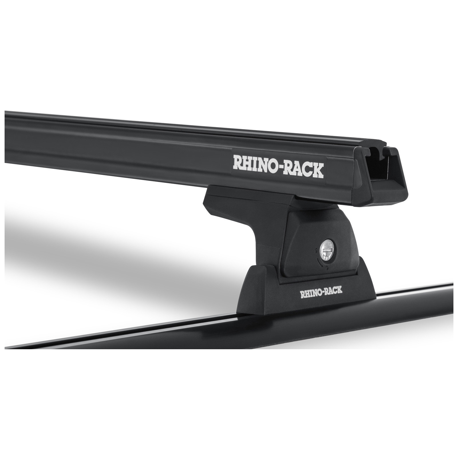 Kit 2 barres de toit noires RHINO-RACK Heavy Duty RLT600 Trackmount • JA6233 