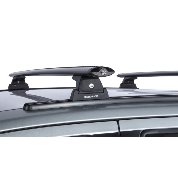 Kit 2 barres de toit noires RHINO-RACK Vortex RLT600 Trackmount • JA8354 