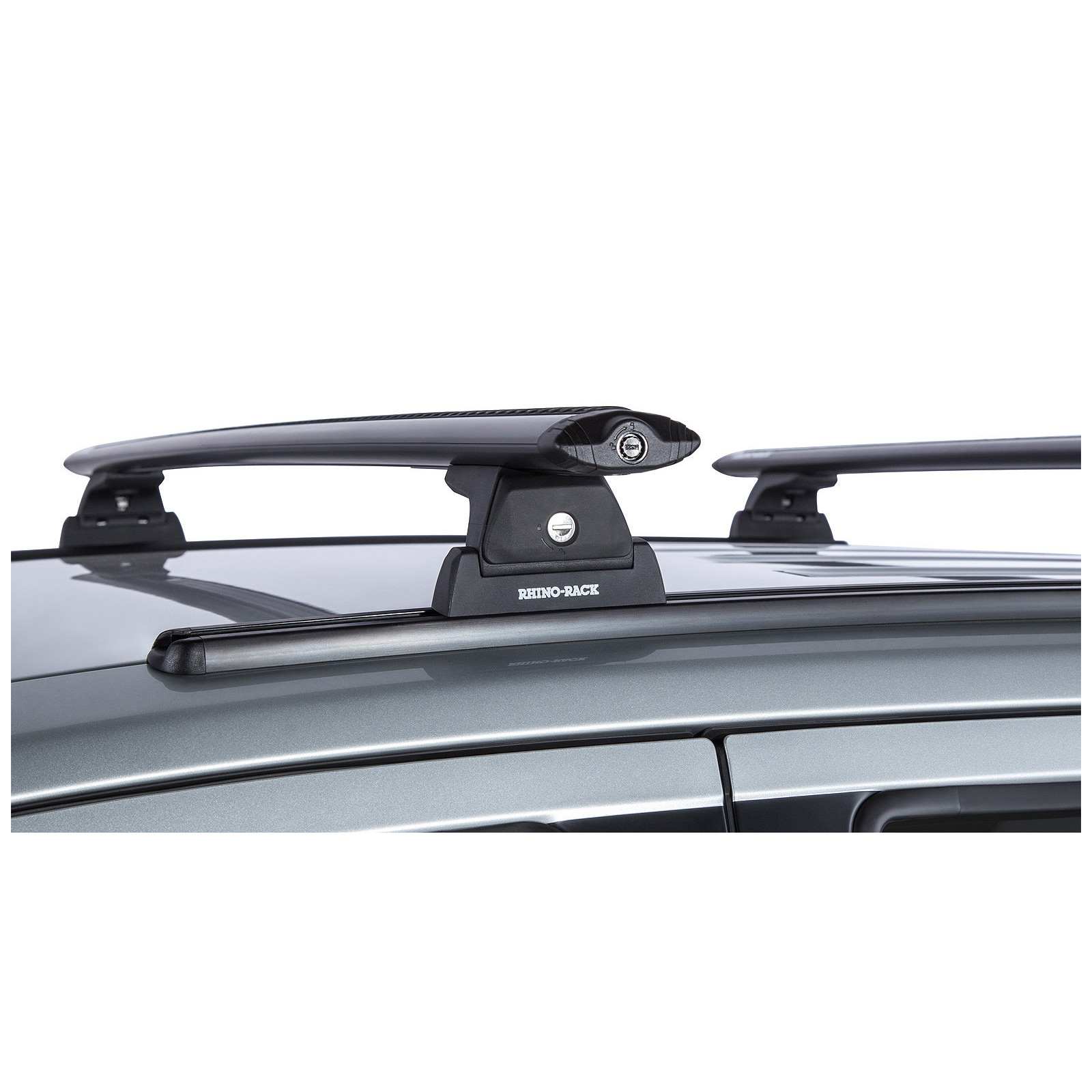 Kit 2 barres de toit noires RHINO-RACK Vortex RLT600 Trackmount • JA8354 