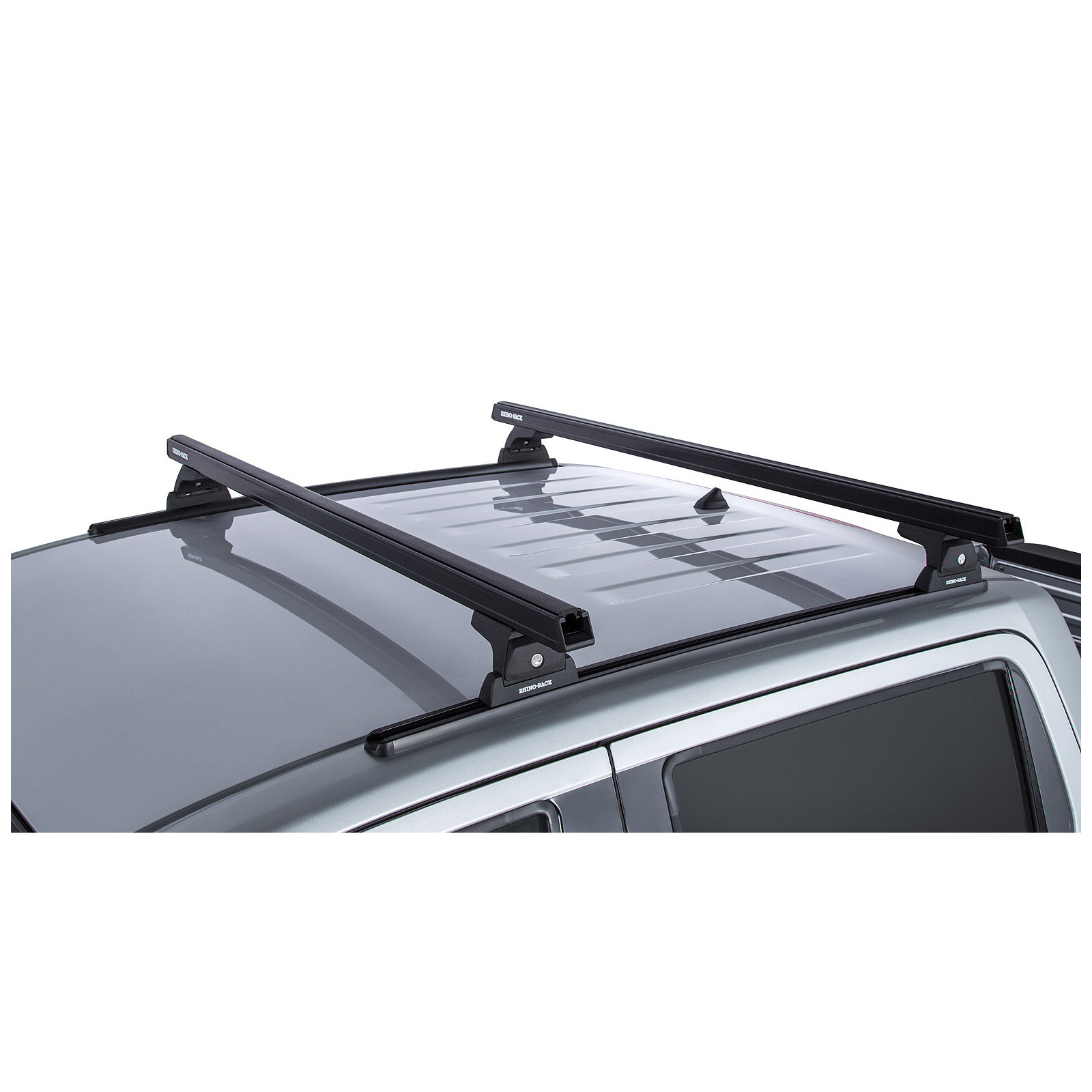 Kit 2 barres de toit noires RHINO-RACK Heavy Duty RLT600 Trackmount • JA8356 