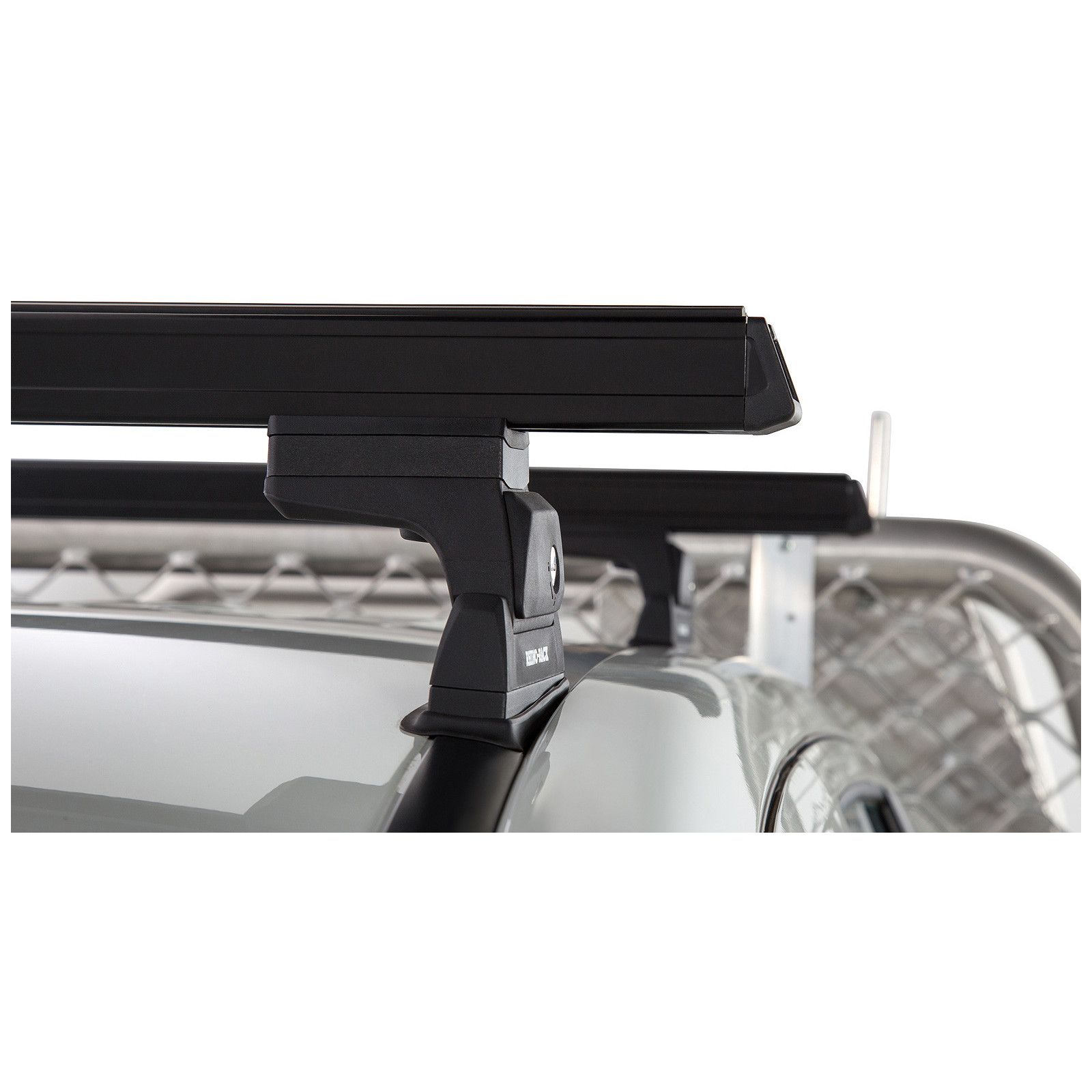 Kit 2 barres de toit noires RHINO-RACK Heavy Duty RLT600 Ditch Mount • JA8630 