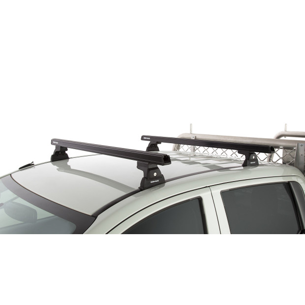 Kit 2 barres de toit noires RHINO-RACK Heavy Duty RLT600 Ditch Mount • JA8630 