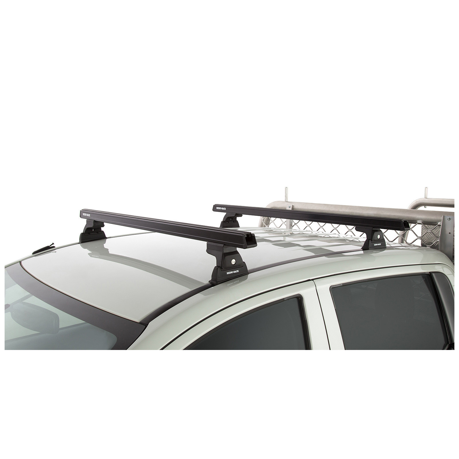 Kit 2 barres de toit noires RHINO-RACK Heavy Duty RLT600 Ditch Mount • JA8630 