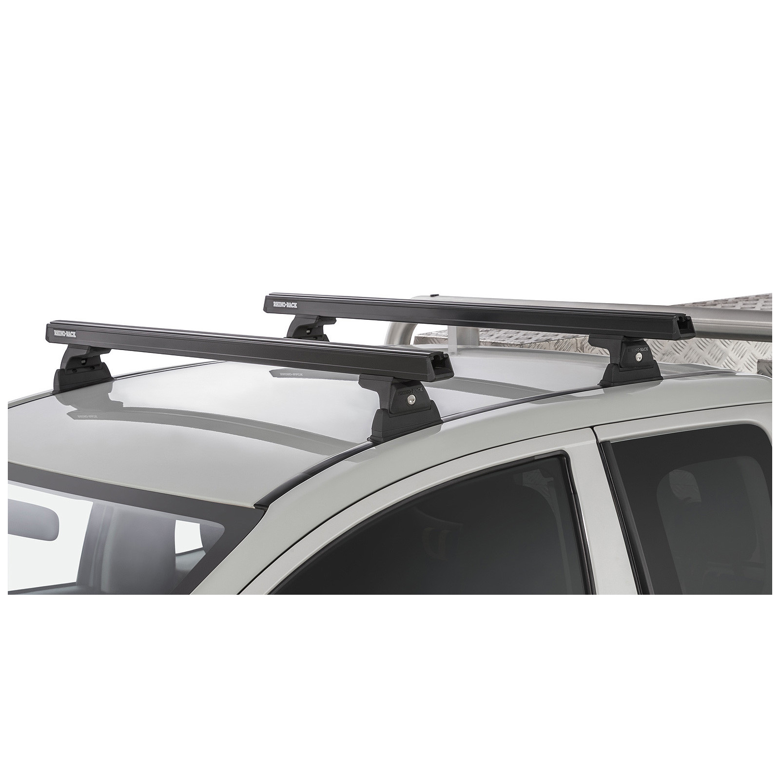 Kit 2 barres de toit noires RHINO-RACK Heavy Duty RLT600 Ditch Mount • JA8630 