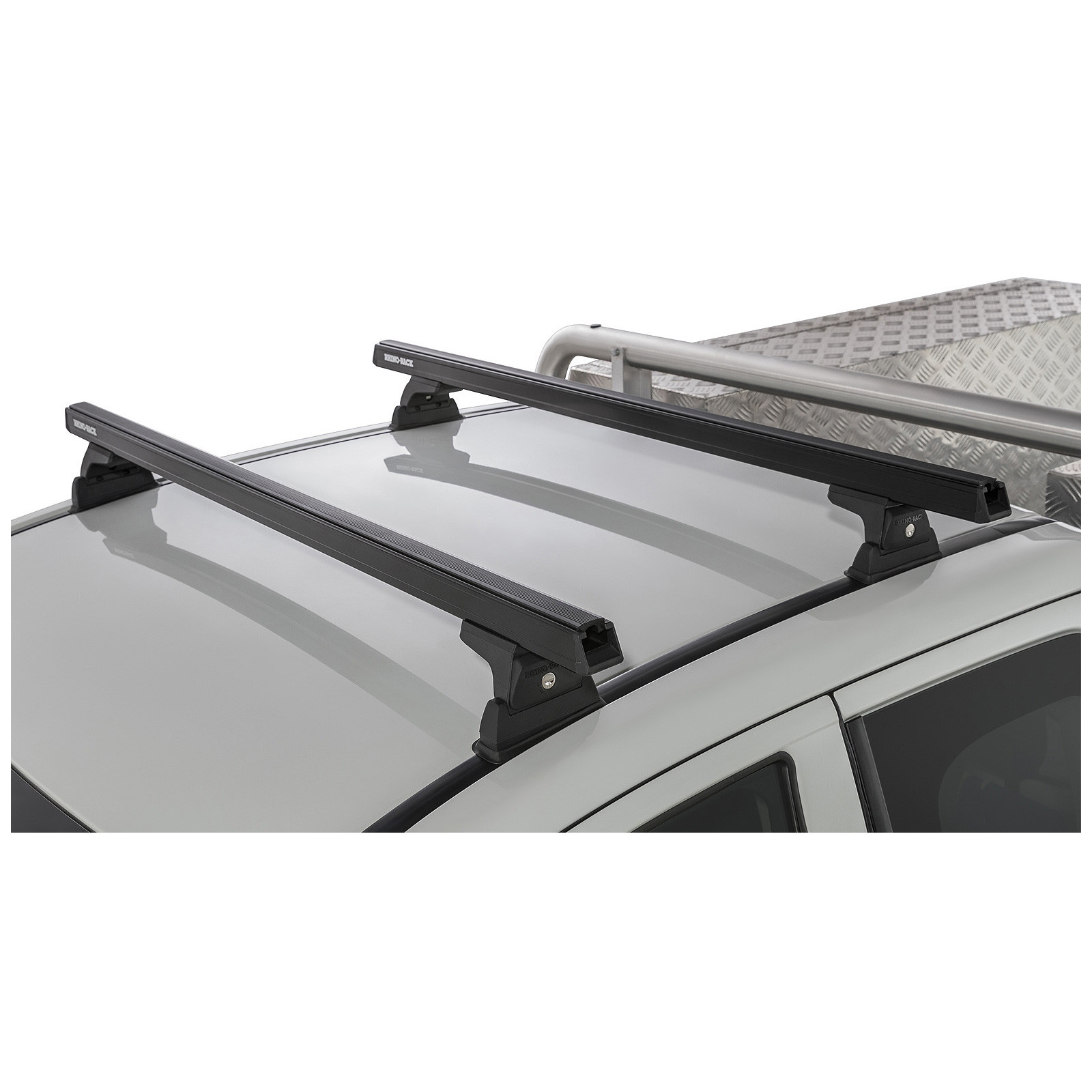 Kit 2 barres de toit noires RHINO-RACK Heavy Duty RLT600 Ditch Mount • JA8630 