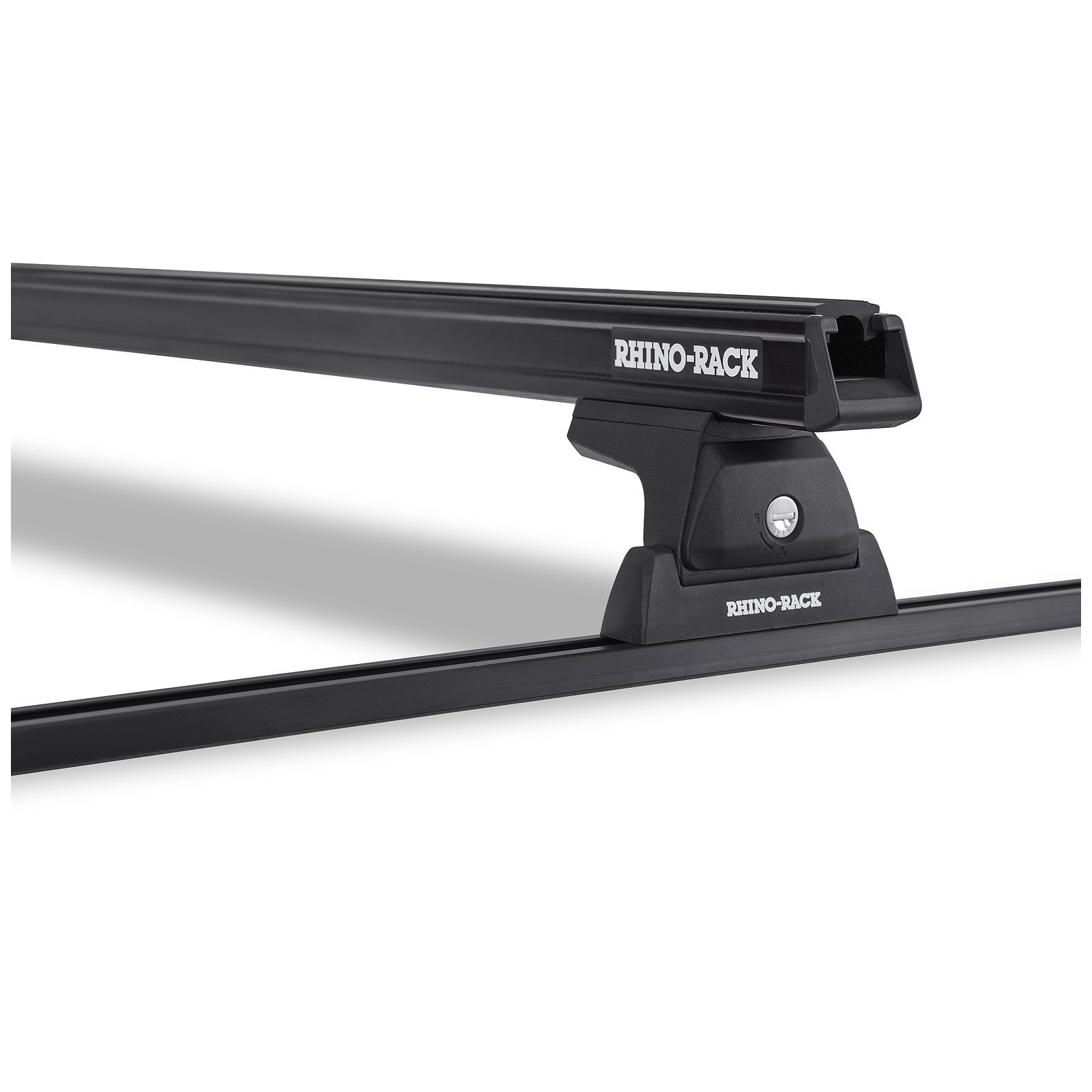 Kit 2 barres de toit noires RHINO-RACK Heavy Duty RLT600 Trackmount • JA8721 