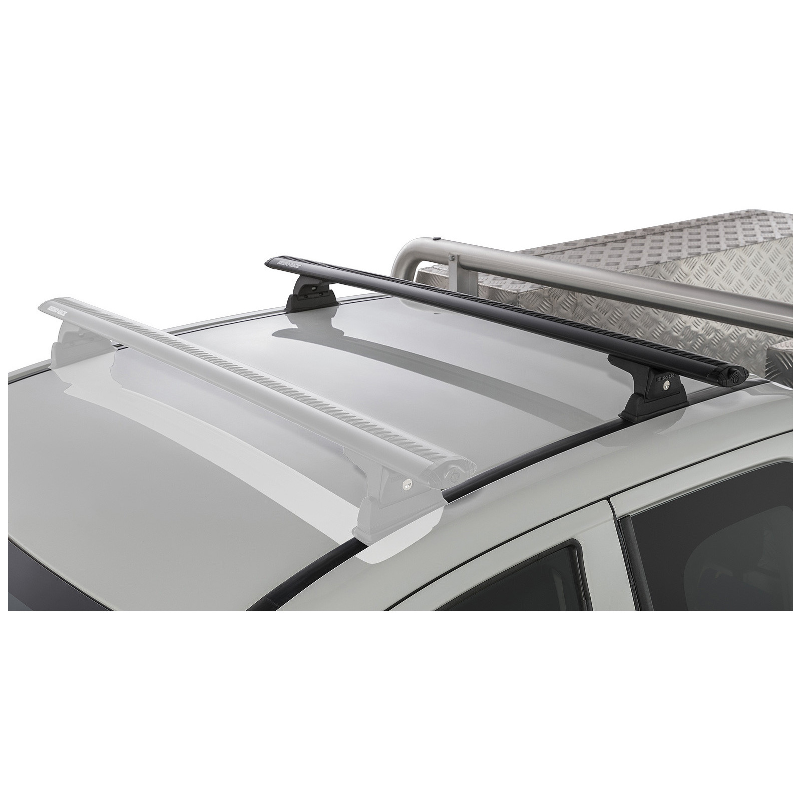 Kit 1 barre de toit noire RHINO-RACK Vortex RLT600 Ditch Mount • JA8810 