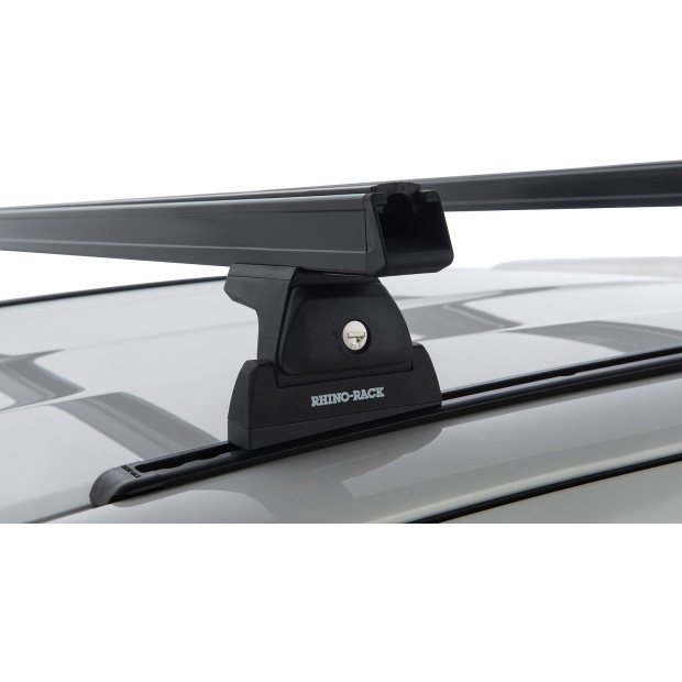 Kit 2 barres de toit noires RHINO-RACK Heavy Duty RLT600 Trackmount • JA9128 