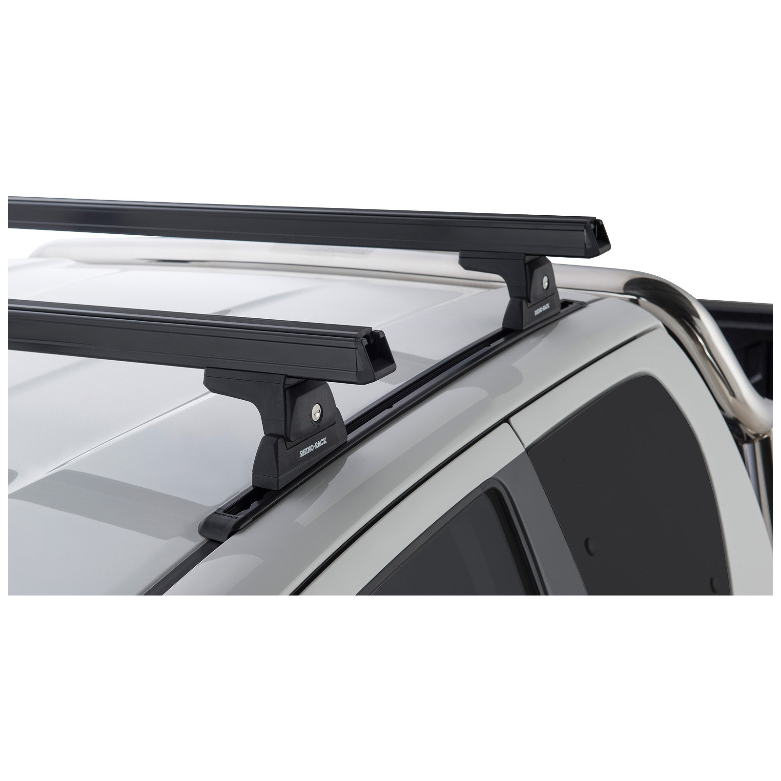 Kit 2 barres de toit noires RHINO-RACK Heavy Duty RLT600 Trackmount • JA9128 