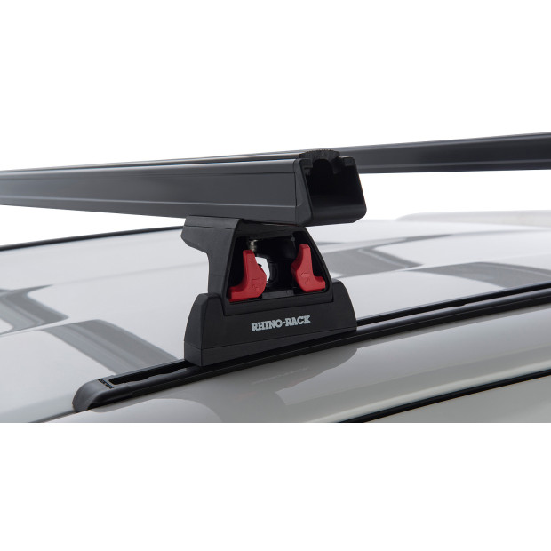 Kit 2 barres de toit noires RHINO-RACK Heavy Duty RLT600 Trackmount • JA9128 