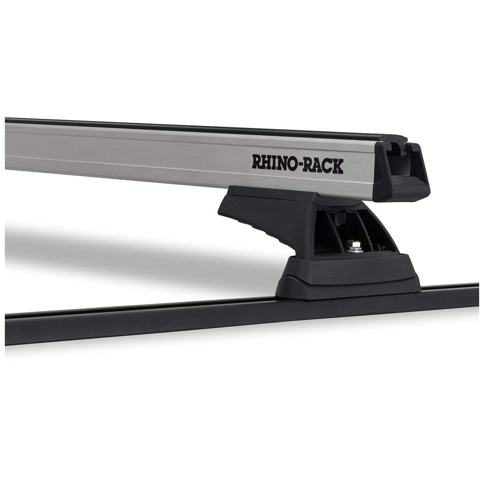 Kit 2 barres de toit noires RHINO-RACK Heavy Duty RCL Trackmount • JB0032 