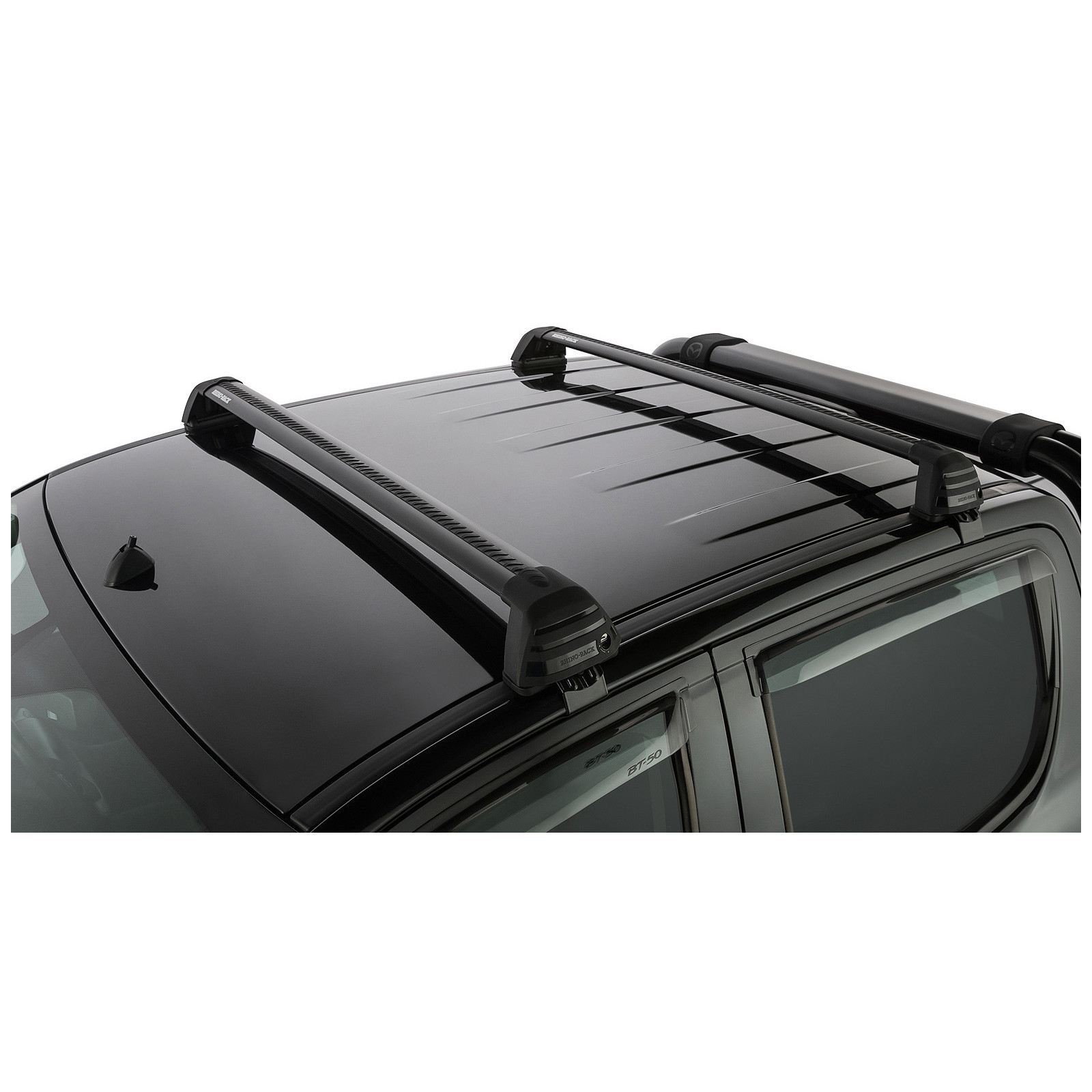 Kit 2 barres de toit noires RHINO-RACK Vortex ROC25 Flush • RV0321B 