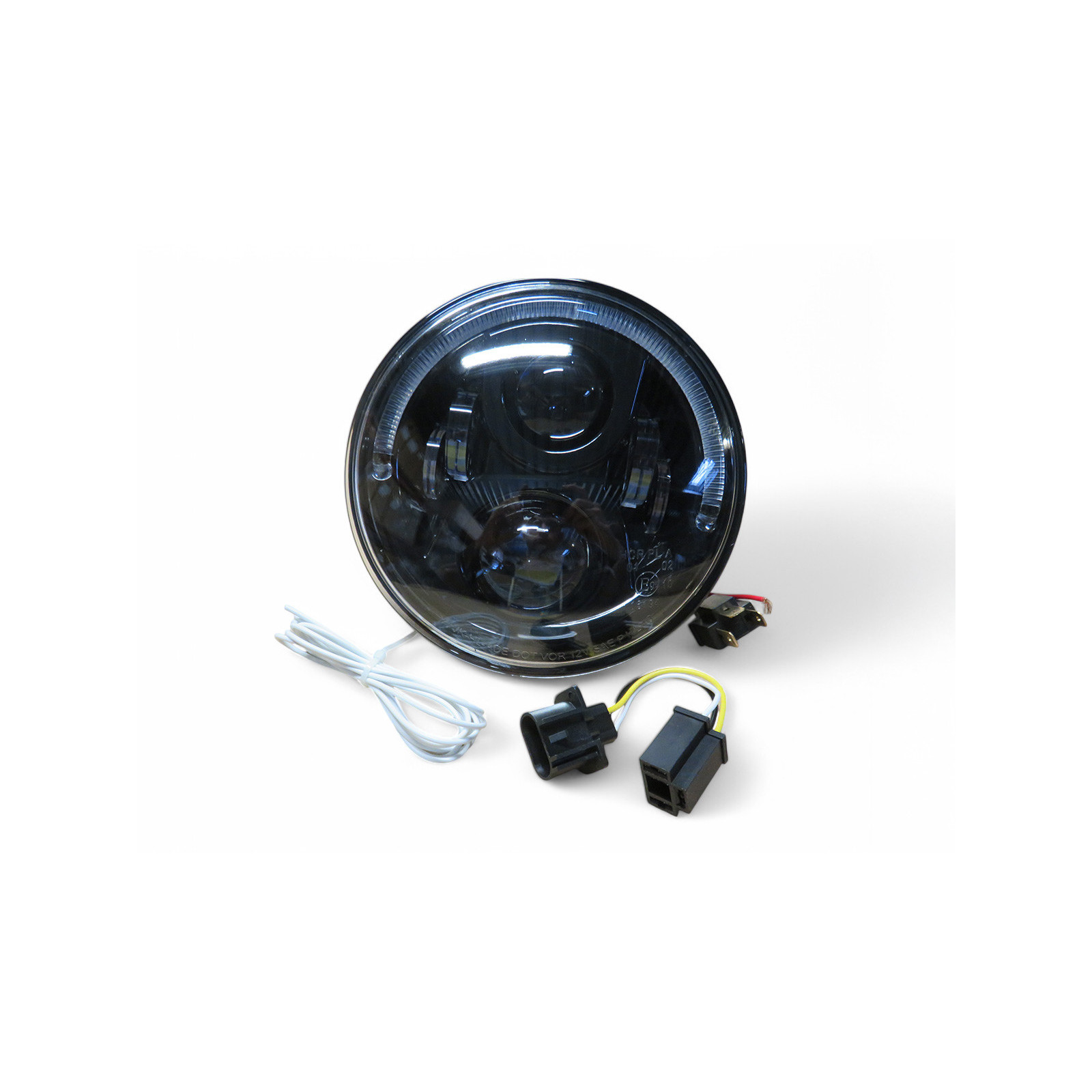 Optique leds rond Ø7 pouces fond noir - Jeep Nissan Land Rover Toyota phares ronds 