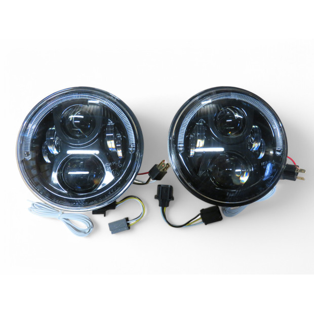 Optique leds rond Ø7 pouces fond noir - Jeep Nissan Land Rover Toyota phares ronds 