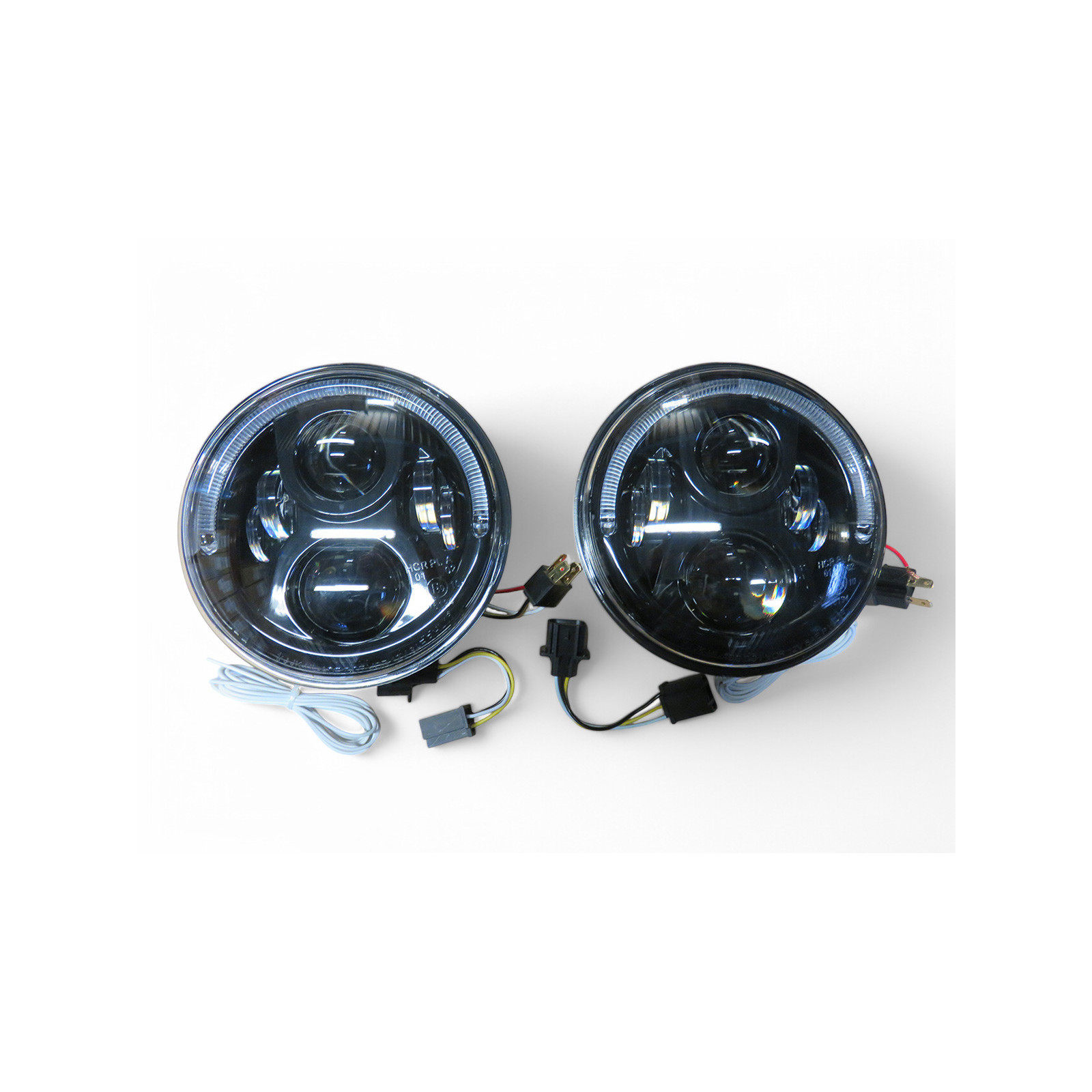 Optique leds rond Ø7 pouces fond noir - Jeep Nissan Land Rover Toyota phares ronds 