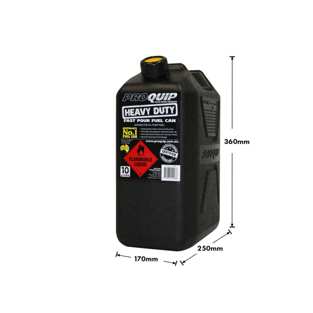 Jerrycan carburant - plastique noir 10L - avec bec verseur amovible 