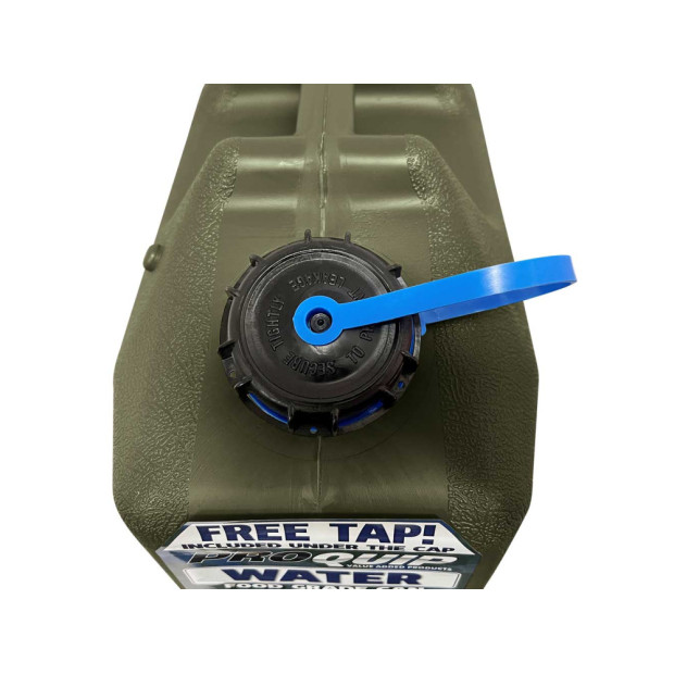 Jerrycan eau - plastique vert - Format US 22L - avec robinet à visser sur le bas du Jerrycan 