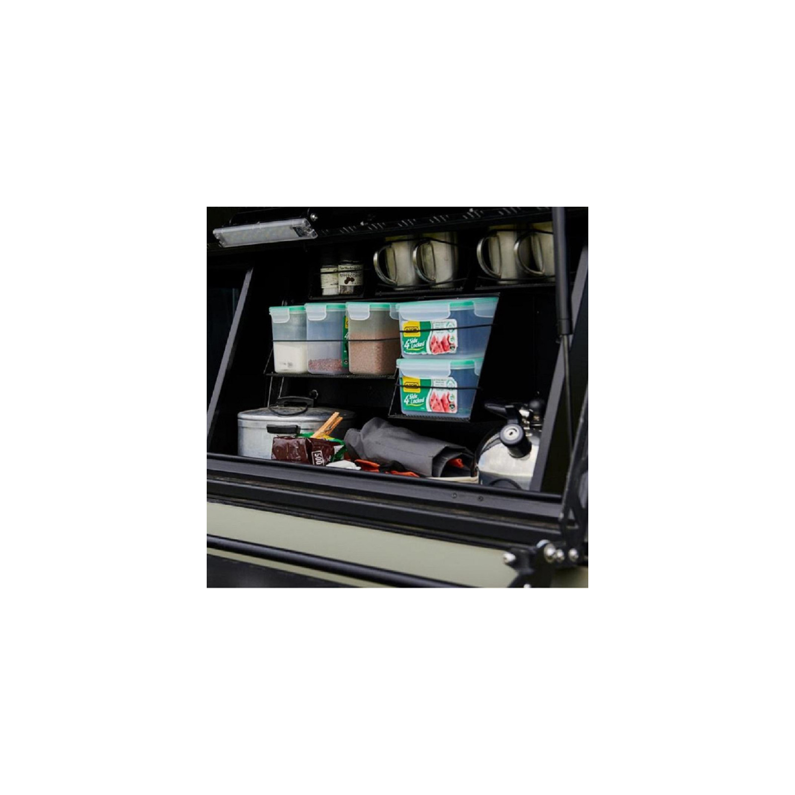 Compartiment latéral large intérieur 730mm x 750mm + Kit Cuisine pour Toyota GRJ7 hardtop Alu-Cab 