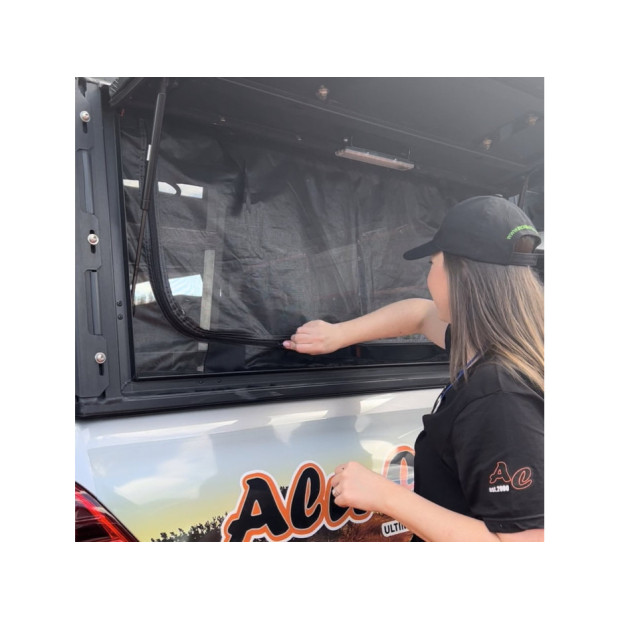 Moustiquaire d'ouverture latérale hardtop canopy camper Toyota HZJ79 DC Alu-Cab 