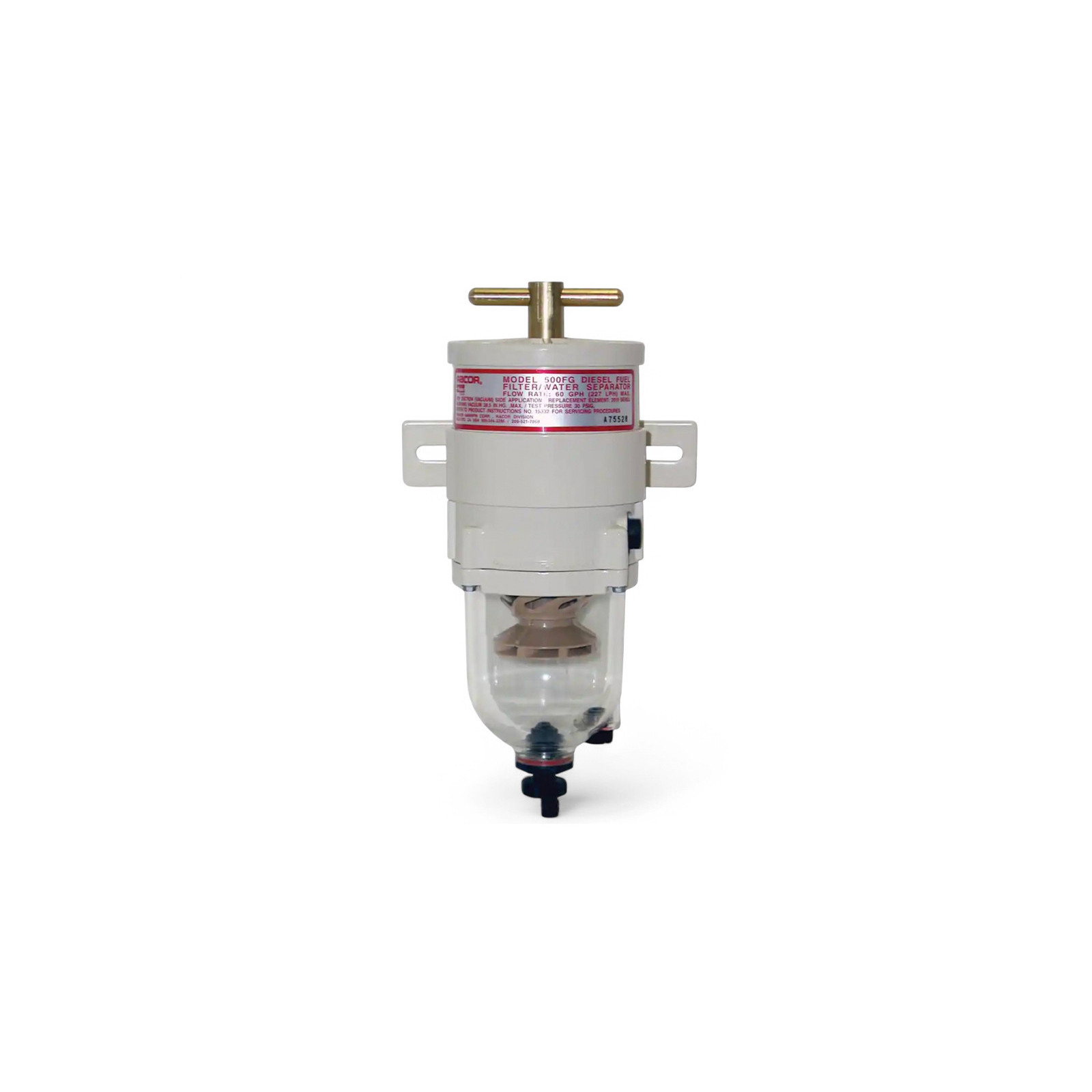 Préfiltre Racor Série 500 500FG avec séparateur d'eau - débit 227L-h - Filtration 30 microns