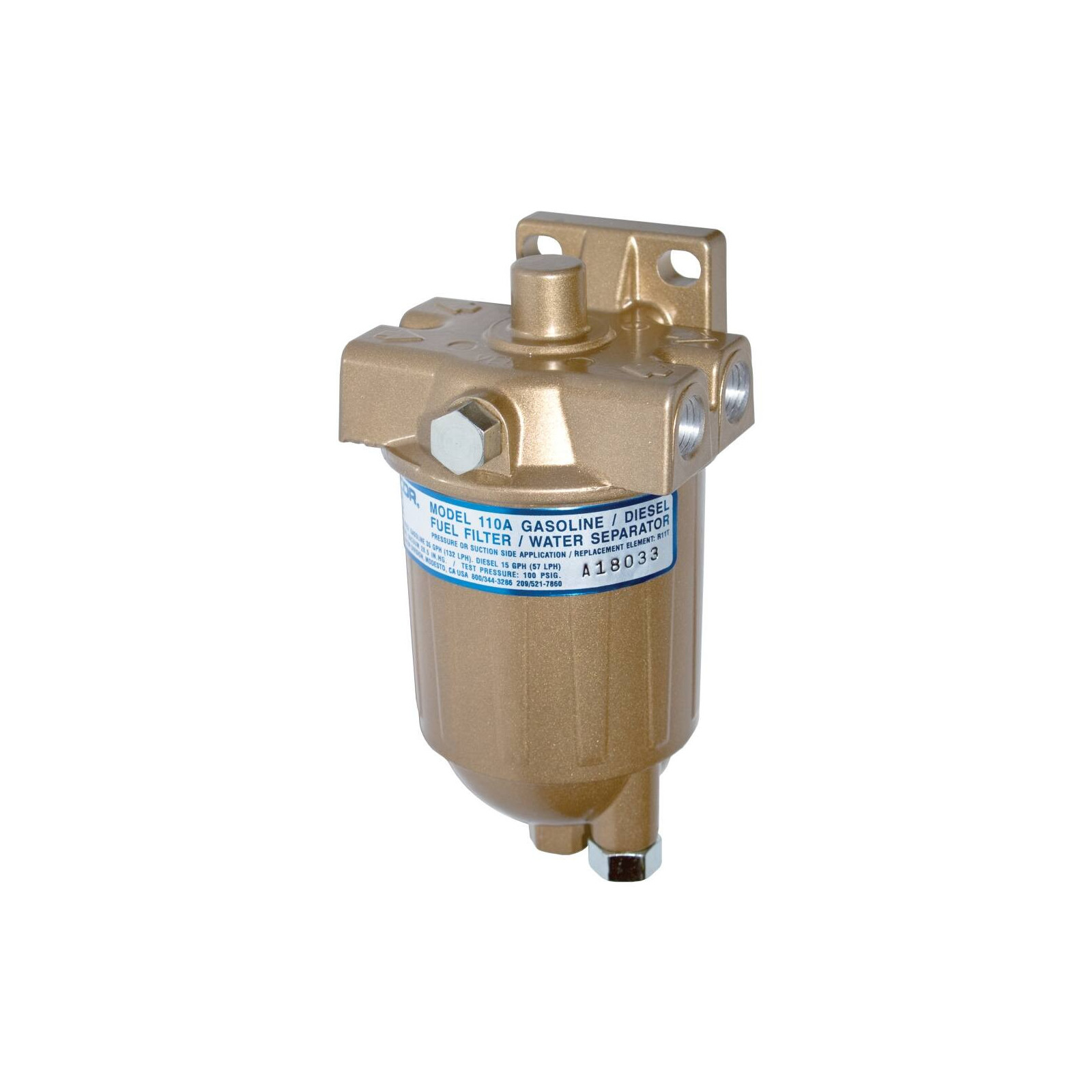 Préfiltre Racor RA110 avec séparateur d'eau - Débit 57L-h - Filtration 10 microns