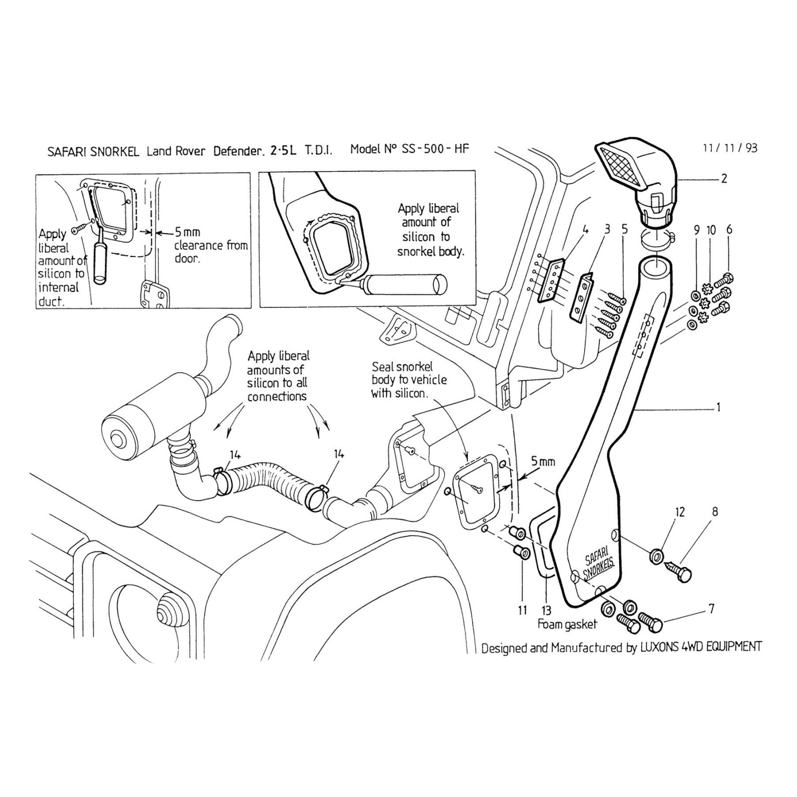 Snorkel Safari Land Rover Defender 200TDI