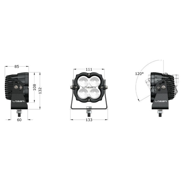 PHARE LED LAZER UTILITY-80 Gen2 NOIR - FIXATION WIDE