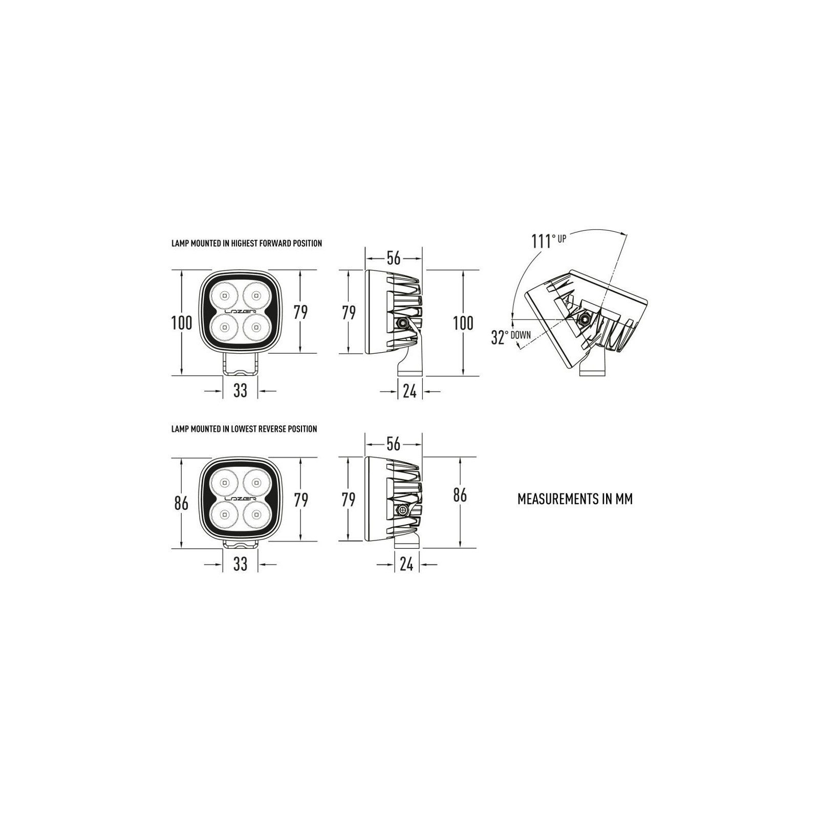 PHARE LED LAZER UTILITY-25 NOIR
