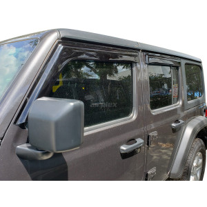 Jeu 4 déflecteurs vitre avant et arrière Jeep Wrangler JL et Gladiator JT