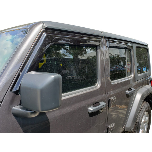 Jeu 4 déflecteurs vitre avant et arrière Jeep Wrangler JL et Gladiator JT