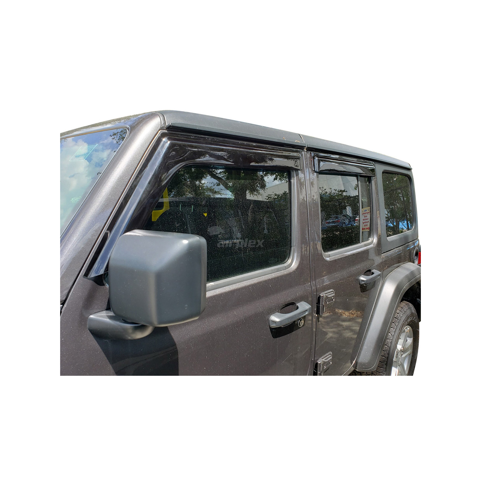 Jeu 4 déflecteurs vitre avant et arrière Jeep Wrangler JL et Gladiator JT