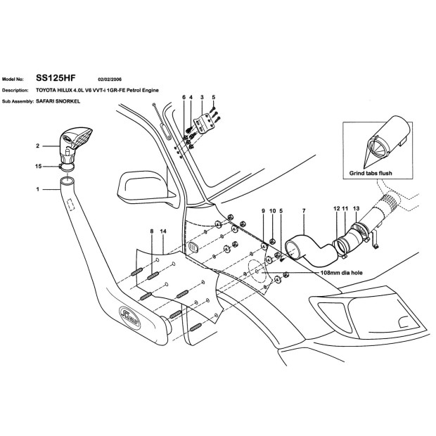 Snorkel Safari Toyota Hilux Vigo V6 4 0L Essence