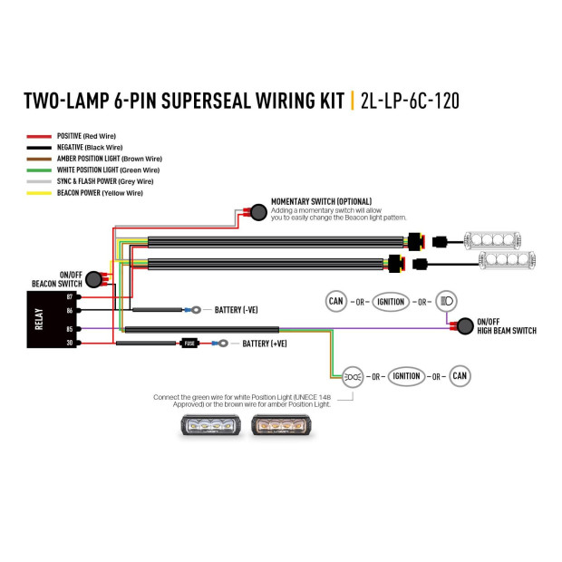 FAISCEAU 2 PHARES LONG (6-BROCHES, SUPERSEAL, 12V)