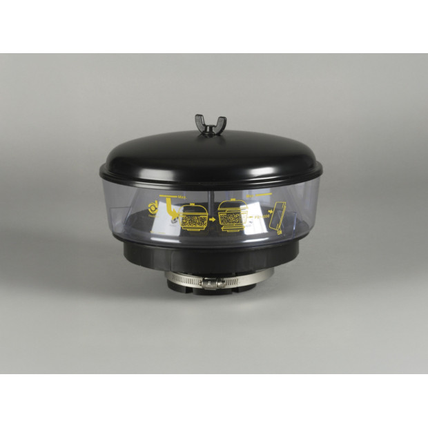 Préfiltre cyclonique Donaldson transparent Ø10" avec entrée Ø4" snorkels HP