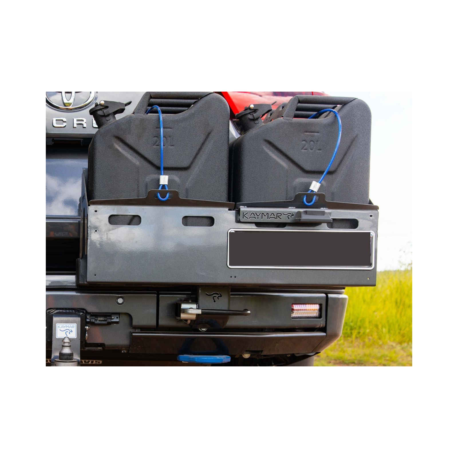 Porte jerrycan double côté droit pour pare chocs arrière Kaymar sur Toyota Land Cruiser 300