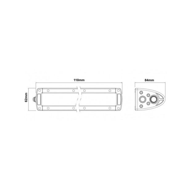 Barre LED Spot Beam 2 LED 20W / 1800 lumens - avec fixation inférieure