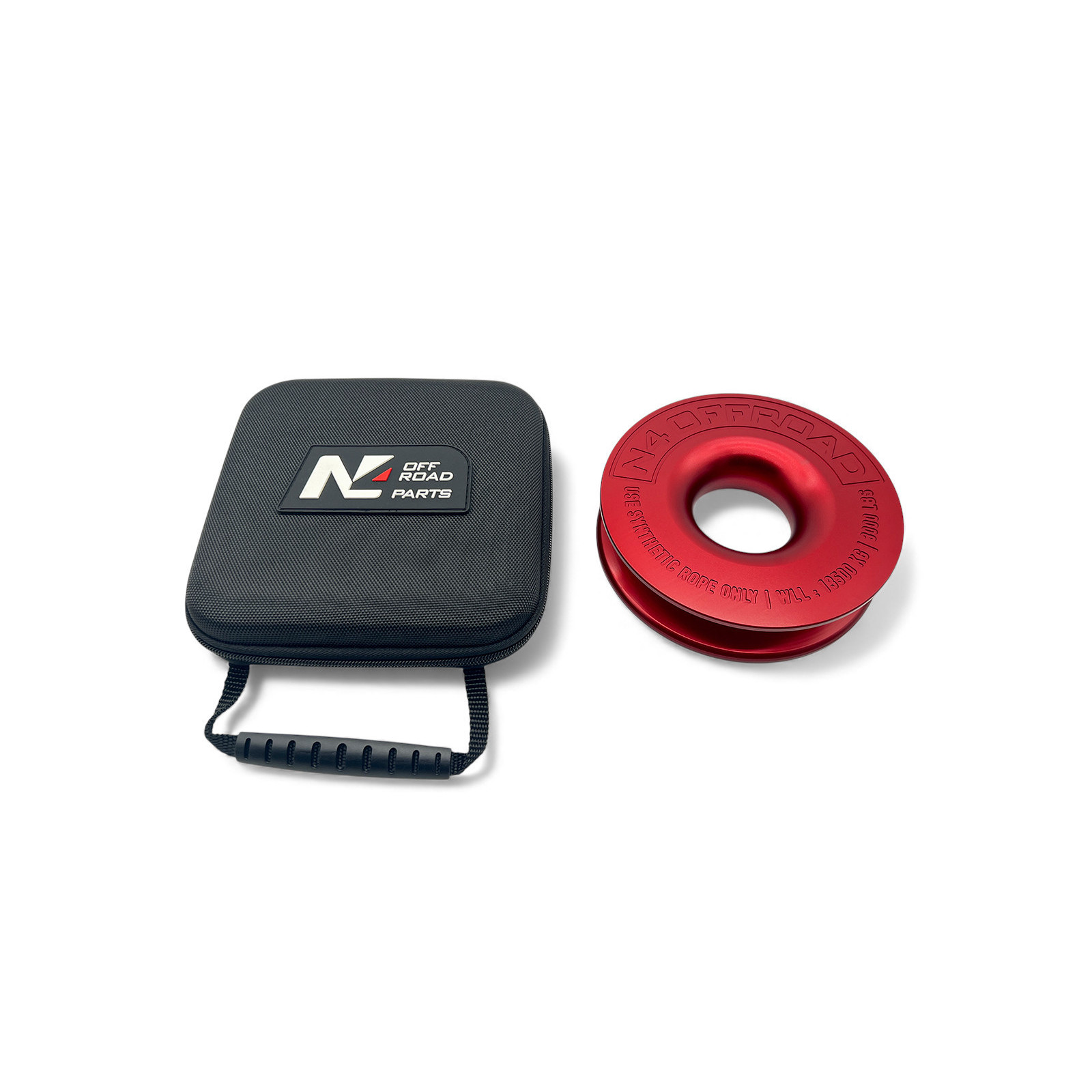 Anneau de treuillage alu 13.5T Ø148mm rouge N4-Offroad avec etui