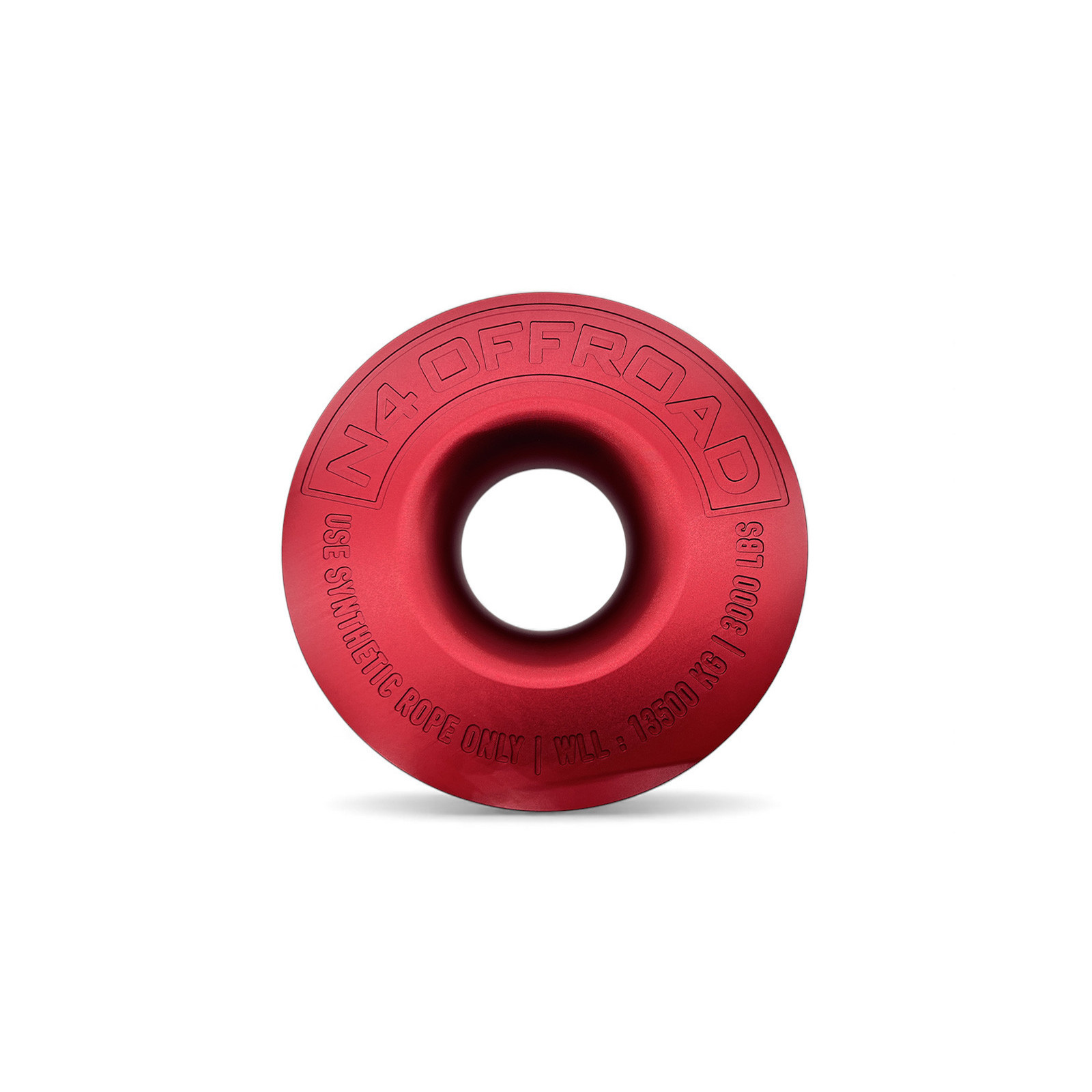 Anneau de treuillage alu 13.5T Ø148mm rouge N4-Offroad avec etui