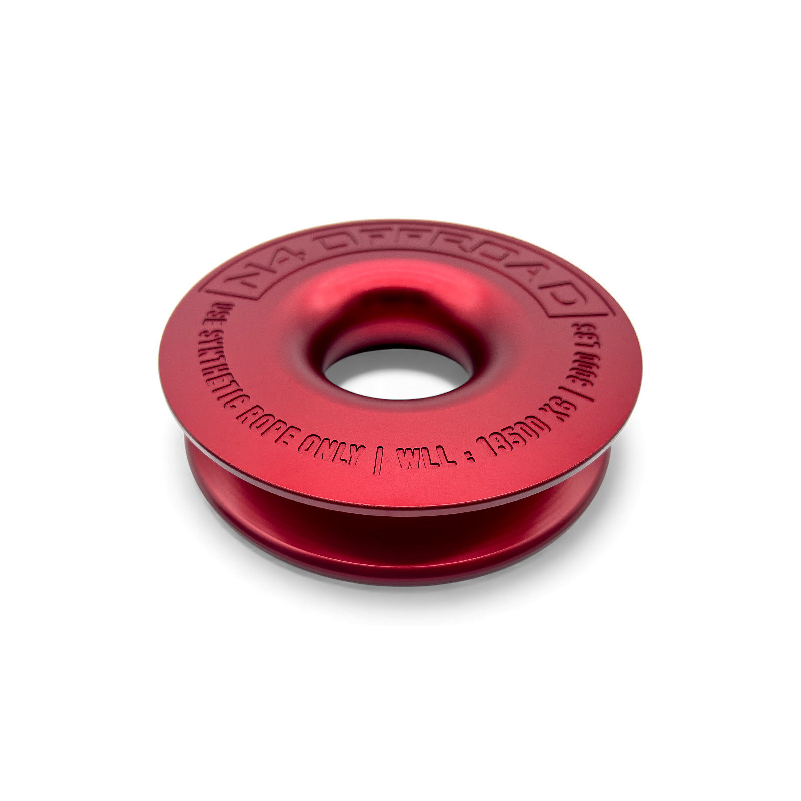 Anneau de treuillage alu 13.5T Ø148mm rouge N4-Offroad avec etui