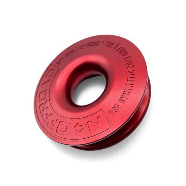Anneau de treuillage alu 13.5T Ø148mm rouge N4-Offroad avec etui