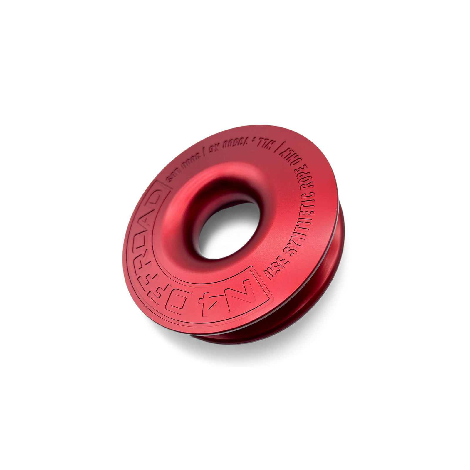Anneau de treuillage alu 13.5T Ø148mm rouge N4-Offroad avec etui