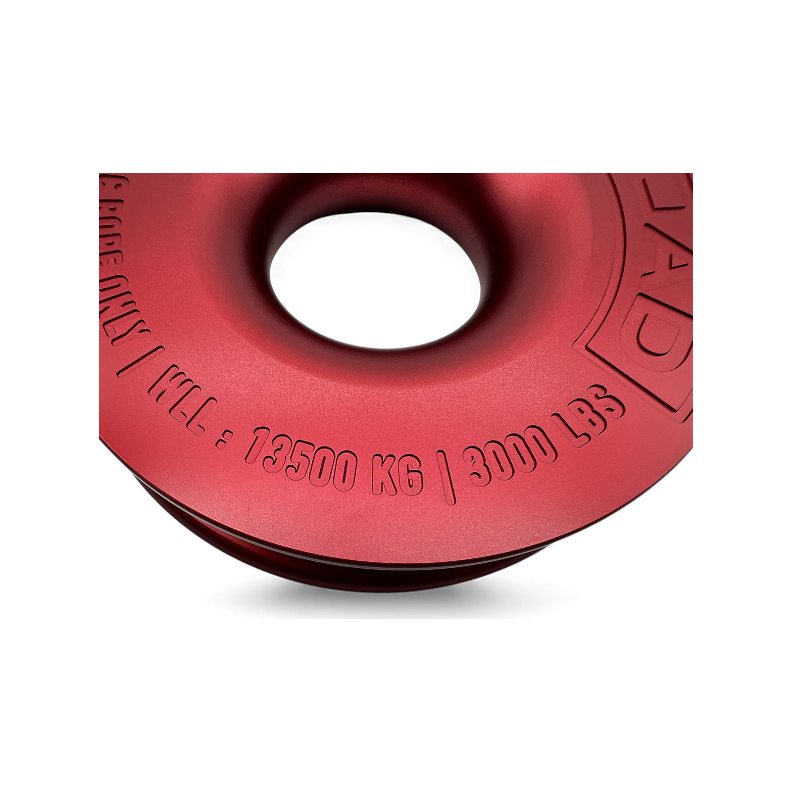 Anneau de treuillage alu 13.5T Ø148mm rouge N4-Offroad avec etui